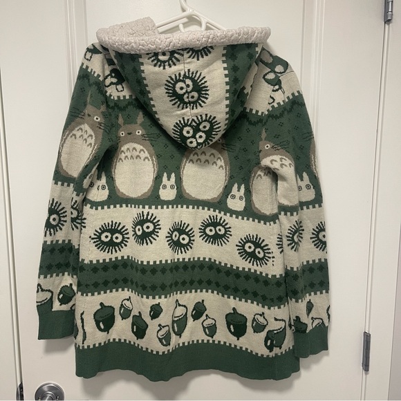 Studio Ghibli My Neighbor Totoro Fair Isle Sherpa Cardigan Sweater Women’s S - Picture 2 of 12